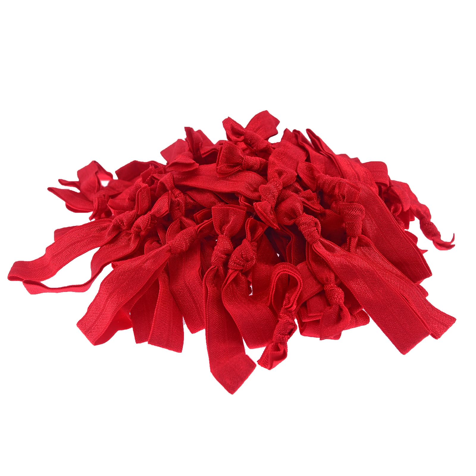 100 Pieces Assorted Color Ribbon Hair Ties No Crease Hair ties for Women Girl's Ponytail Holder Hair Accessories (Red)