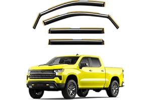 Deejecsun in-Channel Window Rain Guards Fit for Chevy Silverado 1500/GMC Sierra 1500 2019-2026 Crew Cab Extra Durable Window Deflectors Window Visors Vent Visors Vent Shades Truck Accessories