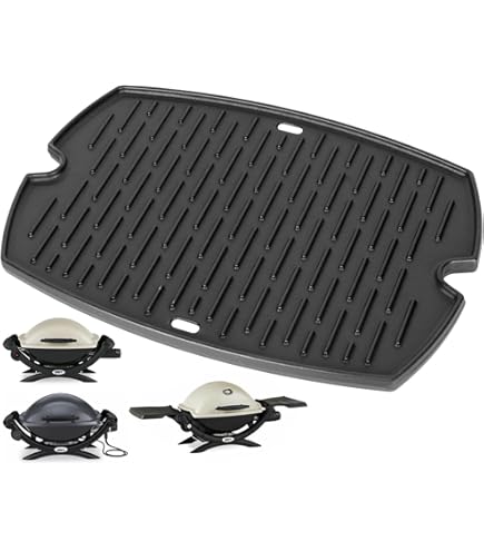 Onlyfire Cast Iron Griddle & Grate Set For Weber Q100-Q1400 Grills - Replacement For Weber 6558/7644