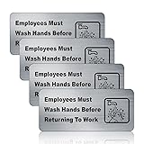 4 Pack Employees Must Wash Hands Sign, Employees