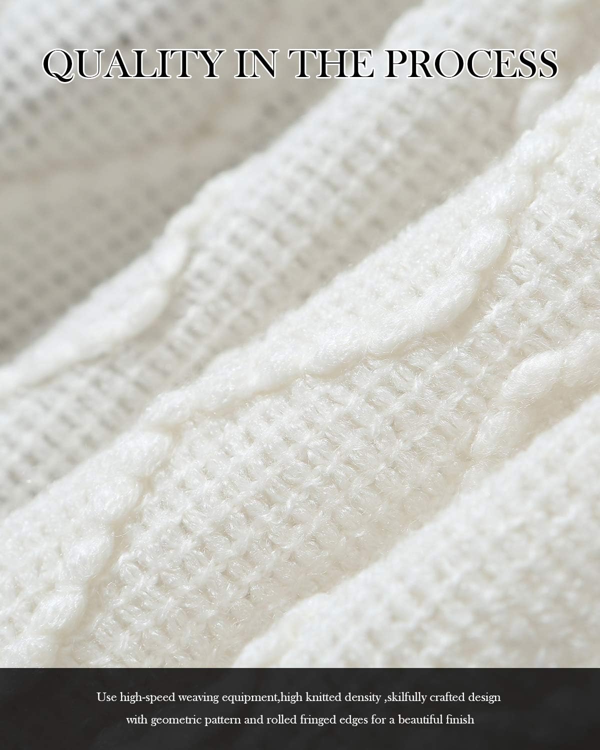 SPAOMY Throw Blanket, Knit Blanket with Tassels, Textured Cozy Lightweight Decorative Throw Blanket for Couch, Bed, Sofa, Travel- All Seasons (50x60 Inch, Beige): Home & Kitchen