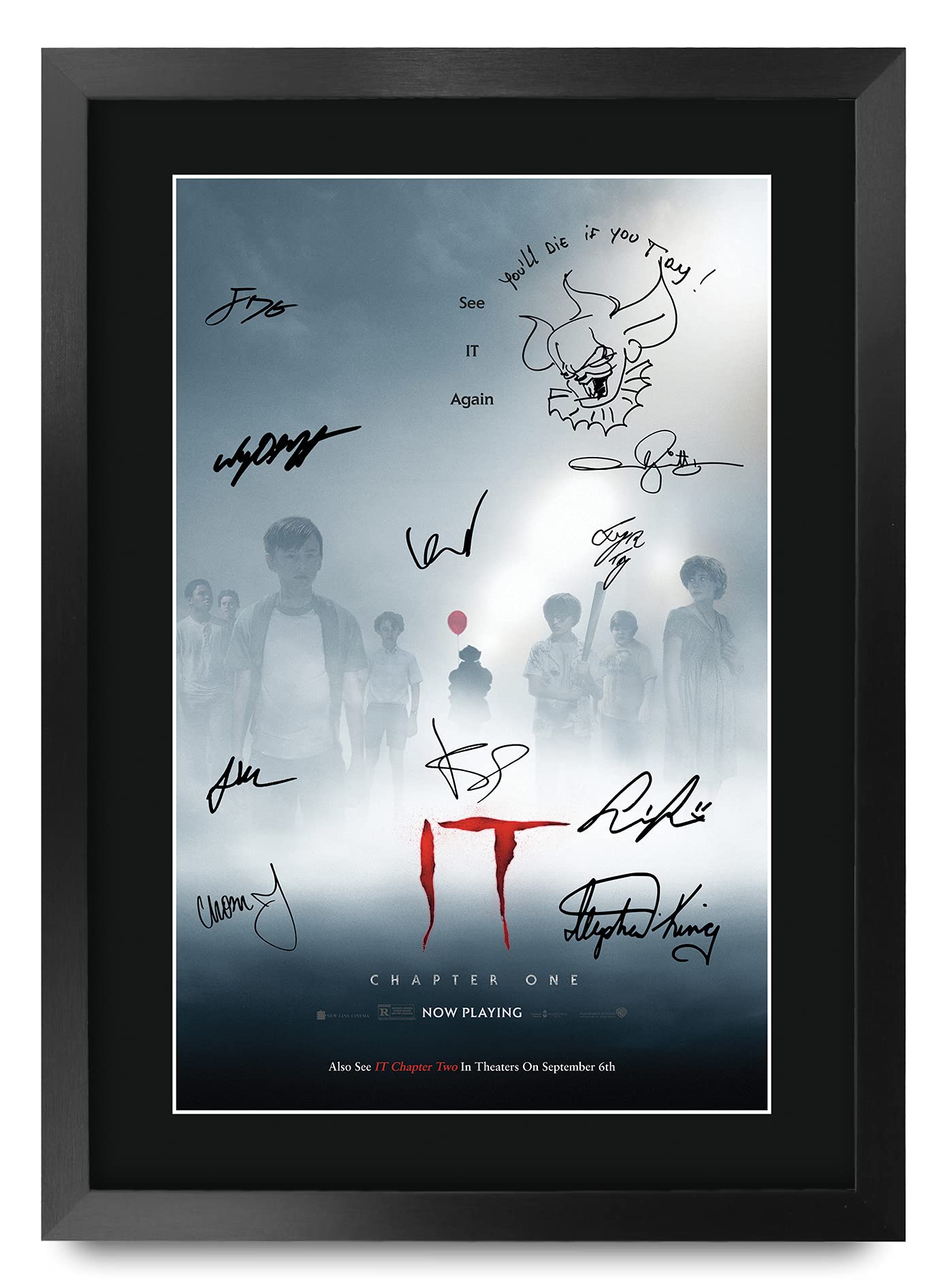 HWC Trading A3 FR IT Chapter One Bill Skarsgård and Cast Gifts Printed Poster Signed Autograph Picture for Movie Memorabilia Fans - A3 Framed