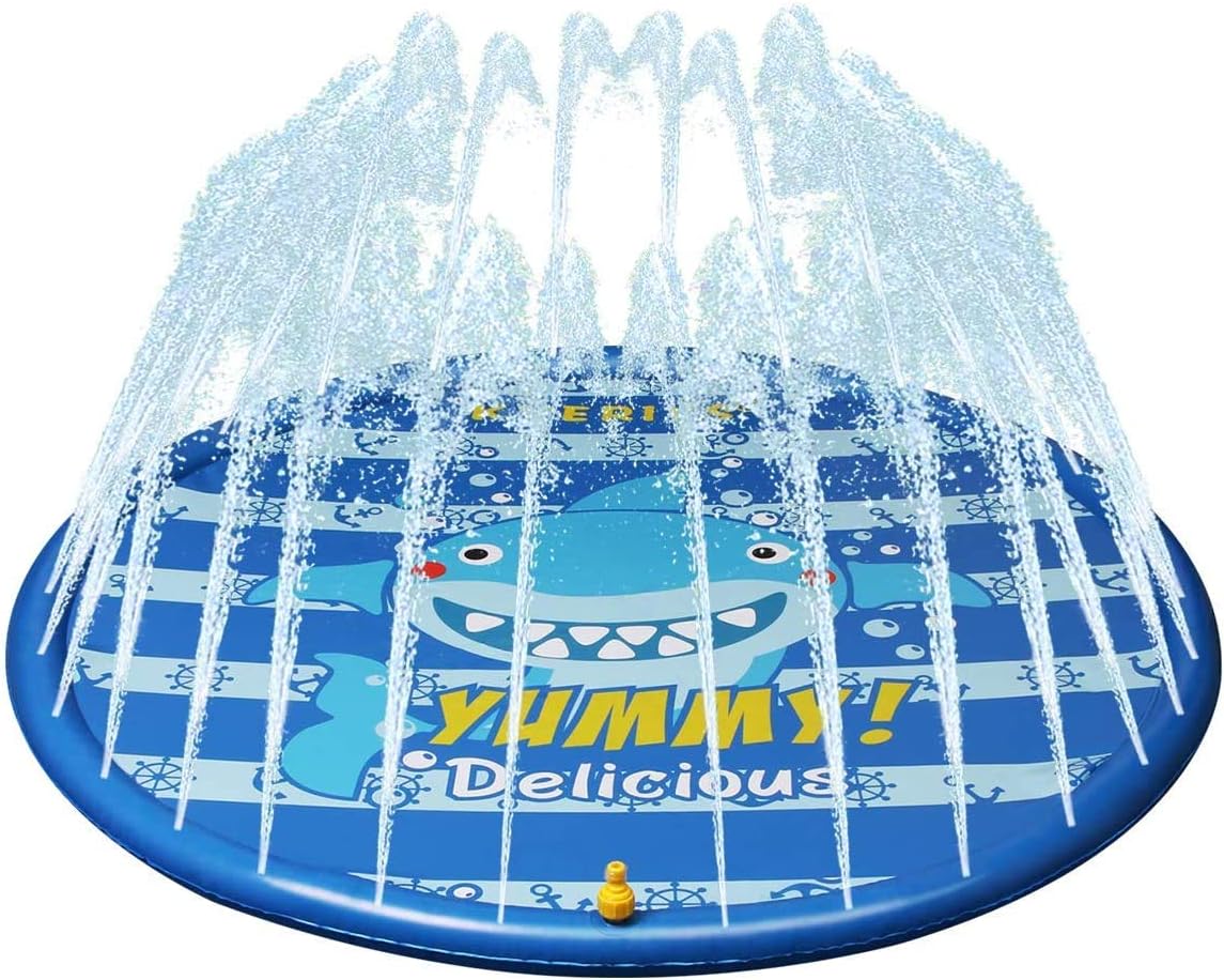 LPing Sprinklers And Splash Play Mat Splash Pad Water Play Mat Toddler Children Pool Summer Outdoor Garden Family Activities Water Toys,67 Inches,0.25mm Thick