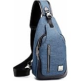 tuowan Small Sling Bag Crossbody Backpack Over the Shoulder Bag for Men Women Travel Outdoors, Lightweight Sling Chest Pack (Large, Blue)