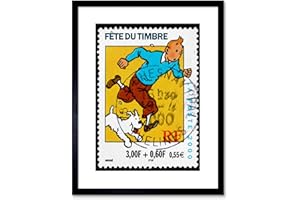 Postage Stamp France Euro Tintin Snowy Herge Postmarked Framed Art Print