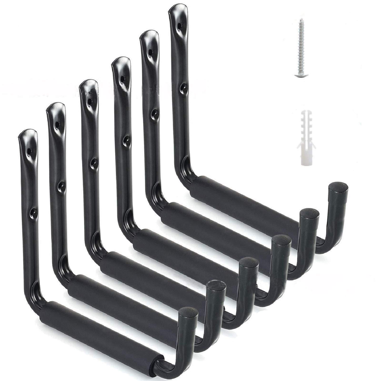 FIAMER Heavy Duty Giant Garage Storage Hook with EVA Protector, Wall Mounted Utility Hanging Rack for Surfboard,Ladder,Kayak,Ladders,Tools,Bikes,Door Hanger