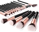 AMMIY 18-Piece Makeup Brush Set Rose Gold Premium Synthetic Wood Handle view 6