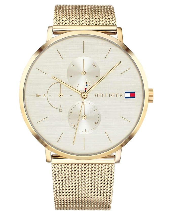 Tommy Hilfiger Damen Multi Zifferblatt Quarz Uhr mit Paqué or Armband 1781943