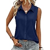 Zeagoo Women's Sleeveless Button Down Shirts Blouses Casual Loose V Neck Tank Tops for Work S-XXL
