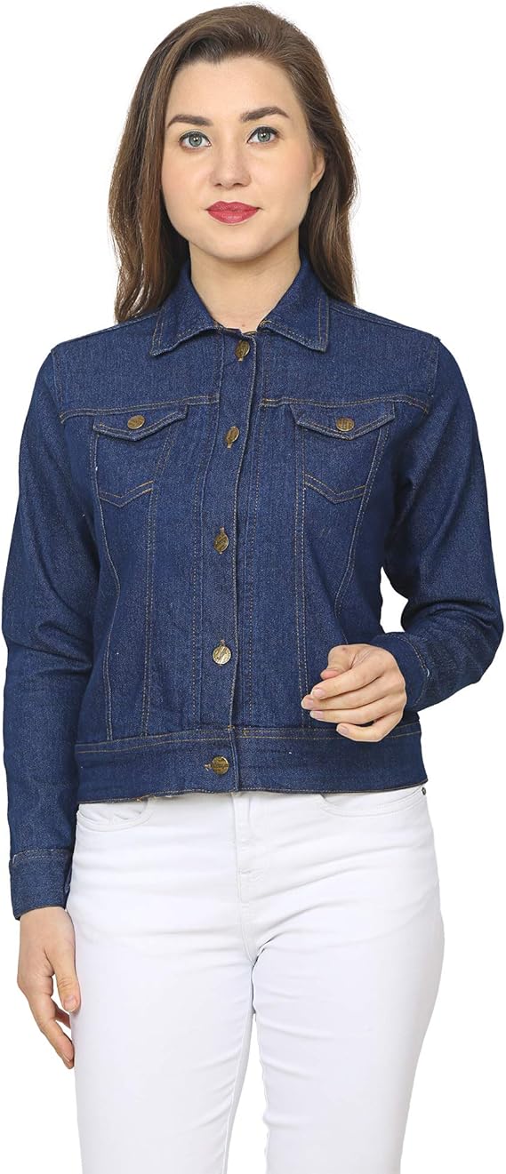Buy WOMEN DENIM DP PLAIN BLUE JACKET (SMALL, DARK BLUE) at Amazon.in