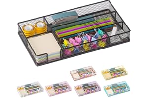 Becomrock Desk Drawer Organizer Tray, Mesh Desk Organizer, Office Drawer Organizer, Desk Accessories & Workspace Organizers, Suitable for Tools, Pencils, Office Supplies Storage (Black)
