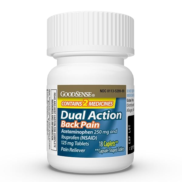 GOODSENSE DUAL ACTION ACETAMINOPHEN AND IBUPROFEN (NSAID) TABLETS, 250 MG/125 MG, BACK PAIN, 18 COUNT