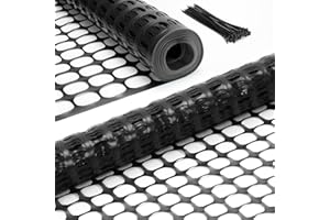 Ohuhu Garden Fence Animal Barrier: 4'x50' Reusable Netting Plastic Safety Fence Roll with Zip Ties, Temporary Pool Fence Snow Fence Construction Fencing for Poultry Deer Rabbits Chicken Dogs, Black