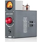 Douk Audio Tube Phono Preamp: 6CS6 Headphone Amp for Turntable (T4 Plus) | MM &amp; MC Input, 1K&Omega;-10&Omega; Switch, RIAA EQ, 3.5mm AUX, NE5532 Output 32-300&Omega;, VU Meter Vintage Aluminum Chassis for Vinyl Stereo