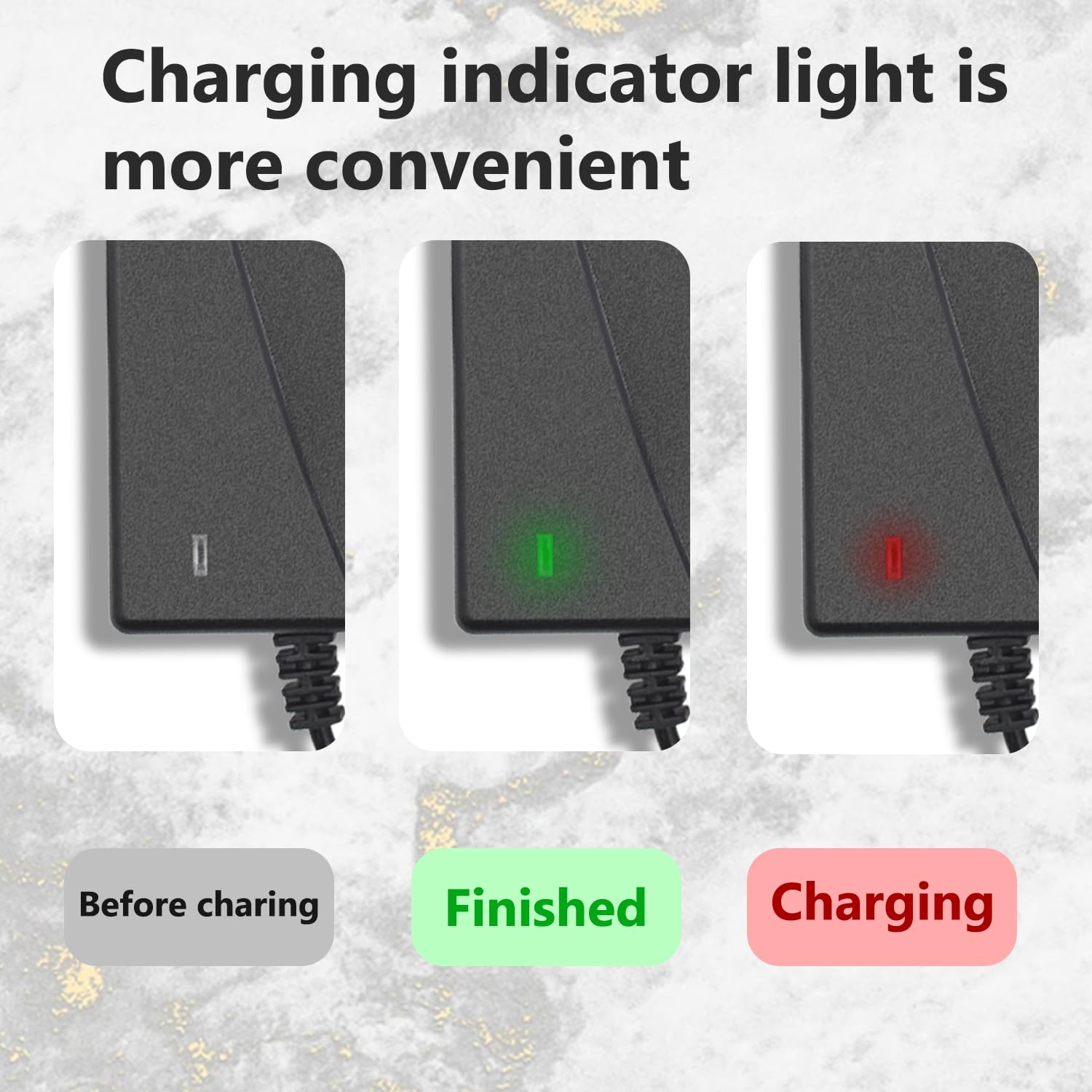 Cordro 42V 2A Charger Universal 5 Plugs Replacement for 36V Lithium Battery, Pack DC 5.5 * 2.1/2.5 with 8mm 3 Prong /12mm 3 Prong /8mm RCA/3-Pin Male XLR Connector, Power Adaptor Supply Cord