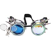 Lelinta Vintage Steampunk Goggles with Adjustable Straps,Detachable Lenses, Ideal for Cosplay, Costume Parties