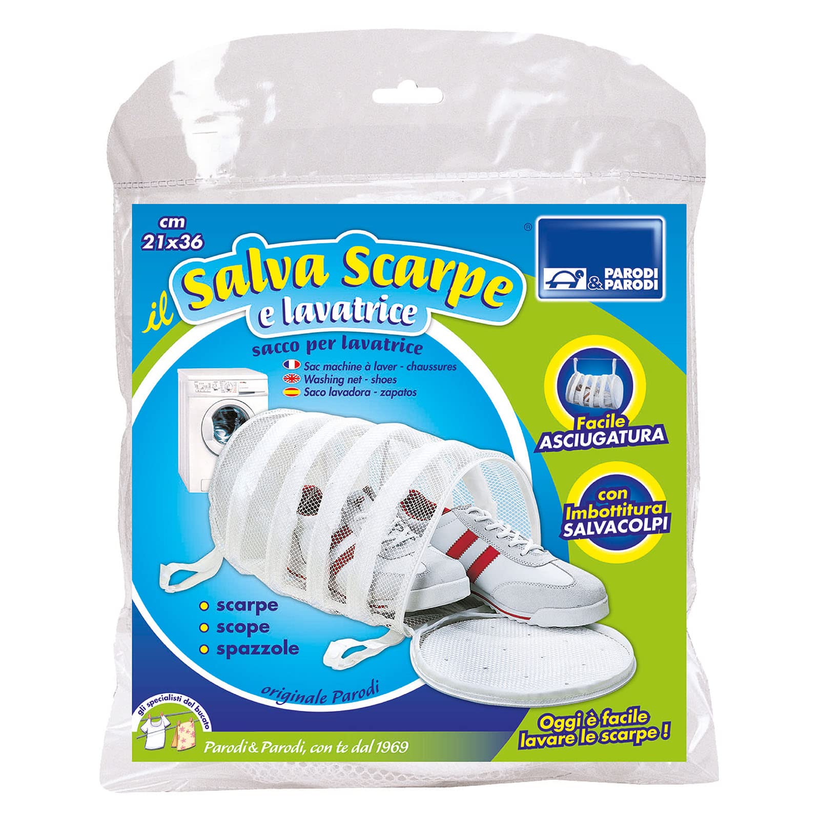 Parodi & Parodi Laundry Bag Washing Machine Shoes, Nylon, white, 22 x 22 x 3 cm