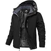 Buyboxs Mens Winter Snow Jacket Waterproof Ski Jackets Snowboard Rain Warm Coat Insulated Hood Fleece Lined