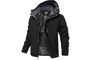 Buyboxs Mens Winter Snow Jacket Waterproof Ski Jackets Snowboard Rain Warm Coat Insulated Hood Fleece Lined