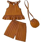 Weebaby Toddler Girl Clothes Baby Summer Outfits Sleeveless Halter Top Ruffle Short Set Cute Kids Clothes Girls