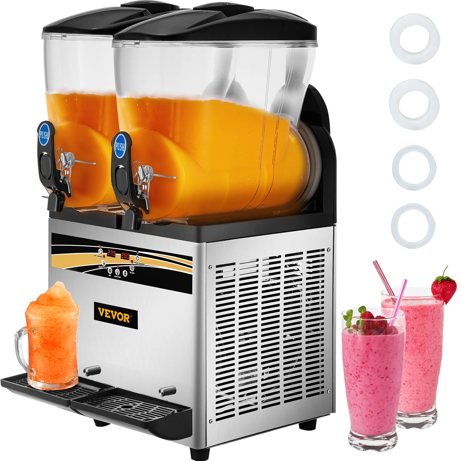 VEVOR Commercial Slushy Machine, 15Lx2 Tank