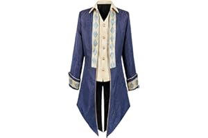 IWQBQ Men's Pirate costume Medieval Steampunk Tailcoat Gothic Retro Jacket Halloween costume