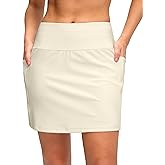 Women's Golf Skirts Skort 4 Side Pockets High Waisted Stretchy Tennis Skirt with Short Athletic Casual