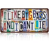 TREEPERI Vintage License plate Wall Decor Metal Sign Tin Signs for Bar Home Bedroom Garage - I Like Big Bass And I Can't Lie