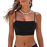 CUPSHE Womens Bikini Top Swimsuit Ruching Bandeau Top Spaghetti Adjustable Straps
