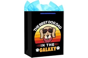 WhatSign Dog Dad Fathers Day Gift Bag - 11.5" Medium Best Dog Dad Gifts Bag with Tissue Paper and Handle Fathers Day Dog Dad Gifts Bag for Men from Dog