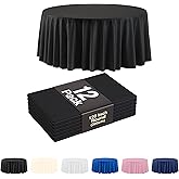 Party Solids Pack Of 12, Black Plastic Table Cloth - 120 Inch Round Disposable Tablecloth for Parties - Round Tablecloth - Disposable Table Cloths for Parties