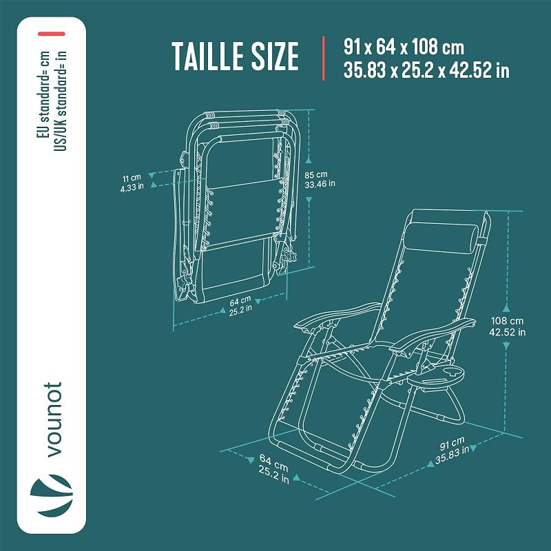 Set di 2 Sdraio da Giardino con Portabicchieri e Poggiatesta Regolabile, Sedia Pieghevole Zero Gravity da Esterno, Poltrona Relax, Carico Massimo 120kg, Blu