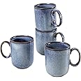 UNICASA Coffee Mug - 14 oz Ceramic Tea Cups Set of 4, Porcelain Cereal, Drinking Cups with Large Handle for Coffee, Tea, Milk, Latte and Cocoa, Soup Mug Gift Set for Men & Women - Light Blue
