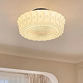 FCTWAKS Schoolhouse Ceiling Light Fixture, 13.8" Milk Glass Semi Flush Mount Lighting, Mid Century Vintage Close to Ceiling L