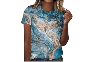 TANGNADE Womens Graphic Tshirts Short Sleeve Trendy Blouse Marble Print Top Crew Neck Casual Tee Shirts for Summer