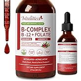 Methylated B Complex - 5000 mcg Methylcobalamin B12 & 5-MTHF Folate 1000 mcg - Vitamin B Complex Liquid Drops with B3, B6, Beetroot, Hawthorn - Energy, Focus, Heart & Brain, Sugar-Free, 2 Fl Oz