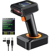 Tera Barcode Scanner 2D with Display Screen: BT 2.4G Wireless USB, HW0006 | Charging Cradle, Battery Level, Time &amp; Count Display, 2200mAh, 1D 2D Screen Paper Scanning, Warehouse Retail Library School