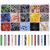 GOMAKERER About 1800 Pcs 15 Colors Glass Bugle Beads Bulk, Mixed Color Screwy Bugle Beads Long Tube Seed Bead Loose Spacer Bead for DIY Crafting Jewelry Making
