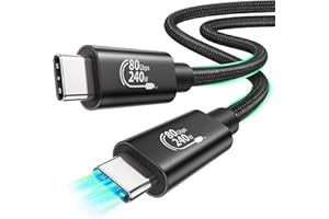Fitee Thunderbolt 5 Cable Compatible, 80Gbps(6Gb/s) USB4 Cable, 120Gbps Video Bandwidth, Dual 8K/6K@60Hz, 4K@480Hz, 240W, Com