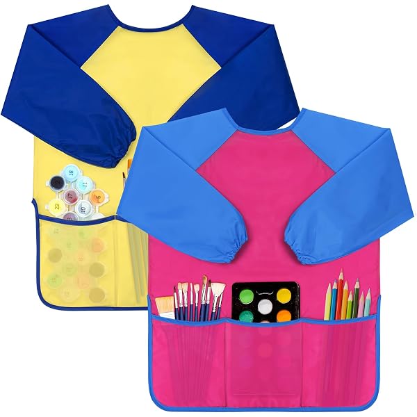 Delantal De Pintura Para Niños, Manga Larga Impermeable Con Bolsillos, Delantal De Artista Para Ninos De 8 A 12 Anos Azul Delantal De Pintura Para Niños, Manga Larga Impermeable Con Bolsillos, Delantal De Artista Para Ninos De 8 A 12 Anos Azul