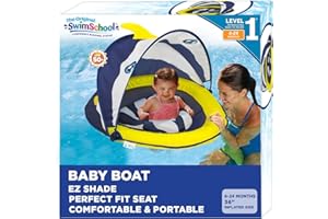 SwimSchool Infant Baby Pool Floats, Free Swimming, Super Buoyant – Ages 6-24 Months – Multiple Colors/Styles – Adjustable Can