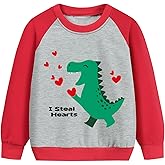 Tkria Boy Sweatshirt for Valentine Dinosaur Monster Truck Shark Toddler Pullover Love Heart Outfit 2-7 Years