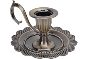 Retro Handheld Candlestick Holder, Vintage Zinc Alloy Candle Stand with Flat Base and Tapered Edges, for Romantic Dinners Hom