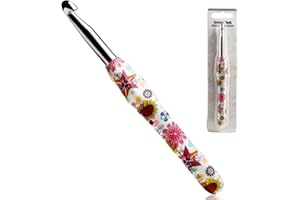 LOOEN 9mm Crochet Hook, Ergonomic Handle for Arthritic Hands, Soft Rubber Grip Extra Long Knitting Needles for Beginners and Knitting Crocheting Yarn (9mm)