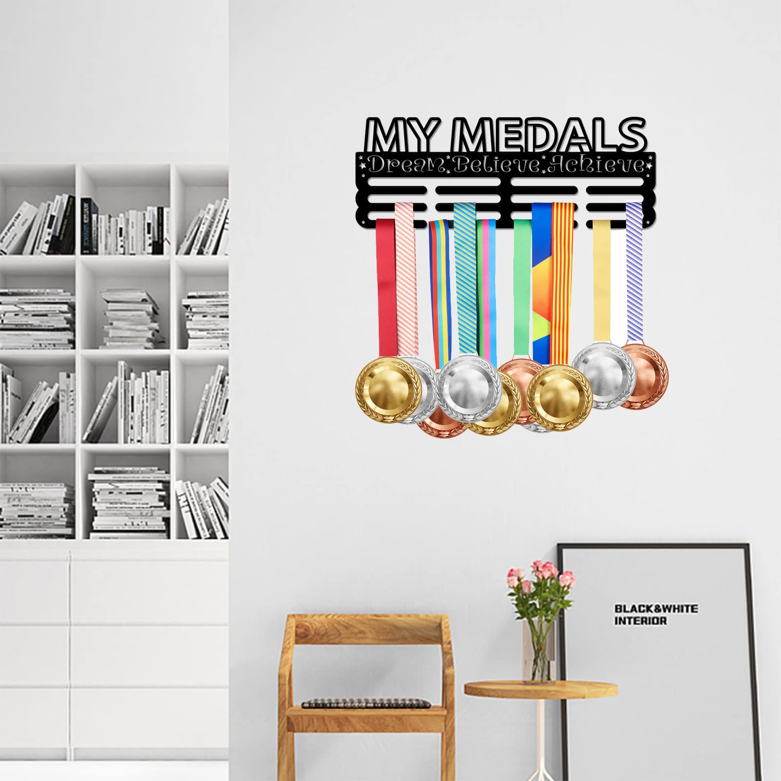 SUPERDANT My Medals Medal Hanger Dream Believe Achieve Medal Holder Inspirational Quotes Medal Rack Personqlised Sports Medal Hangers for Athletes Kid's Gift of Christmas