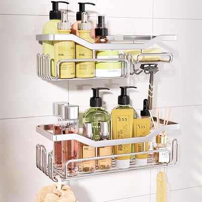 HapiRm Shower Caddy 11 Hooks Stainless Steel No Drill Adhesive Rustproof