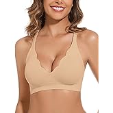 WOWENY Deep V Bras for Women No Underwire Wireless Push Up Bra Comfort Bralettes Seamless Plunge Bra with Support