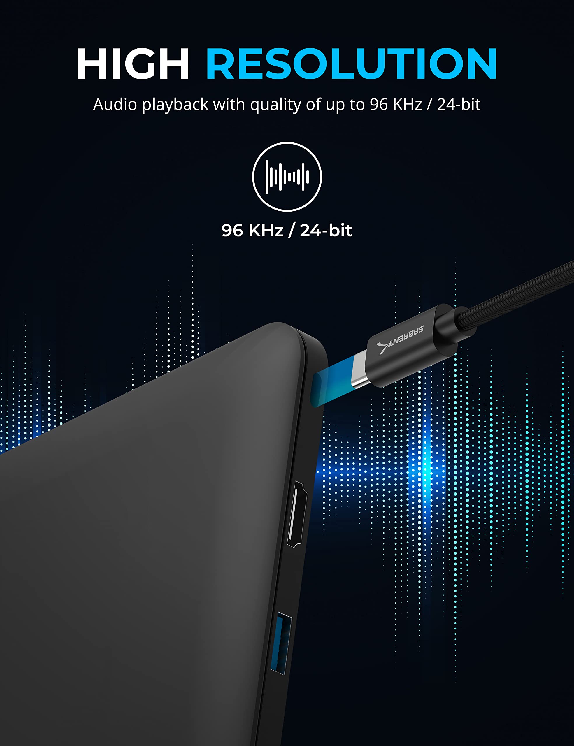 SABRENT USB Type C to 3.5mm Dual Function Audio Jack Active Adapter 20
