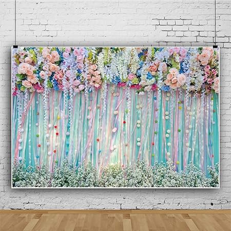 Amazon Qinunipoto 背景布 花 カラフル 色とりどりの絹ひも テープ 結婚式 ウェディング 写真の背景 2 7x1 8m Wedding デコレイション 結婚式場 花嫁 バレンタインデー 撮影用背景 結婚 お祝い 人物撮影 実家 写真館 自宅用 写真背景布 撮影道具 背景幕 撮影布 商業活動