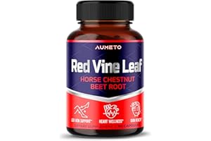 AUMETO Red Vine Leaf Supplement with Horse Chestnut, Beetroot, Ginger - Natural Support for Vein Strength and Circulation Wellness- Made in The USA (90 Count (Pack of 1))